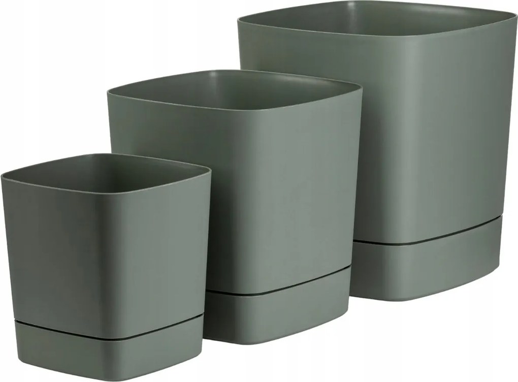 Plastový květináč s podmiskou Cubi 19x19 cm - výber z 6 prevedení