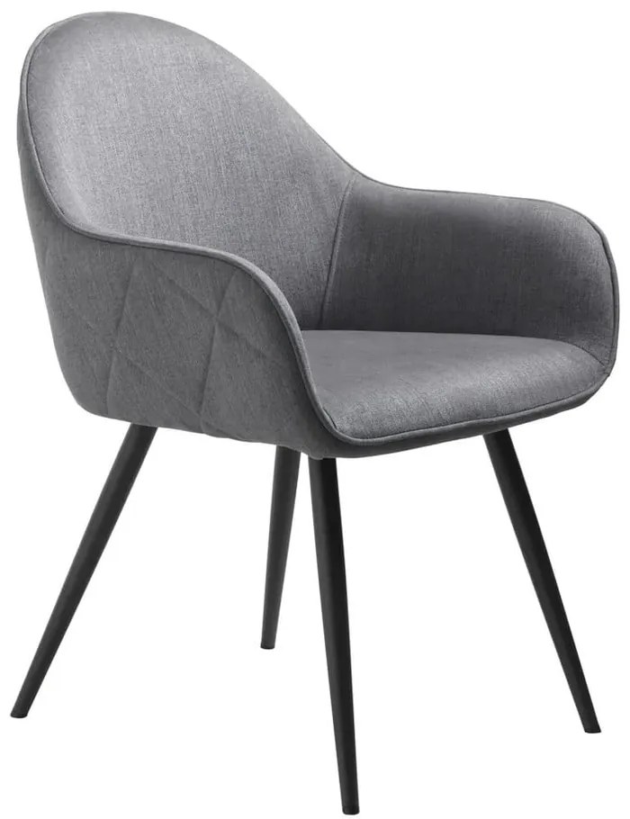 Sivé čalúnené jedálenské kreslo s podrúčkami Minto – Unique Furniture