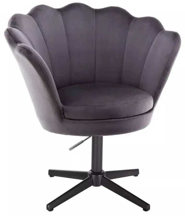 LuxuryForm DESIGN Kreslo FREY VELUR na čiernom kríži - tmavo šedé