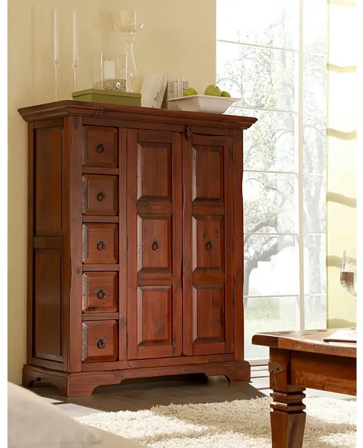 furniture-nabytek.cz - Masívna komoda Highboard Catana z borovice, hnedá, lakovaná – 107×45×130 cm