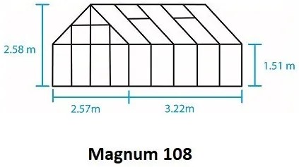 Skleník Halls Magnum hliník, 3,22 x 2,57 m / 8,3 m², 3 mm tabuľové sklo