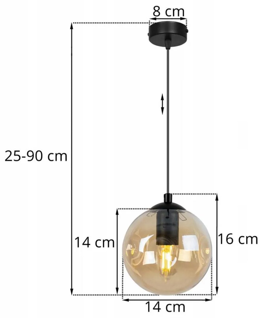 Závesné svietidlo Monako, 1x transparentné sklenené tienidlo