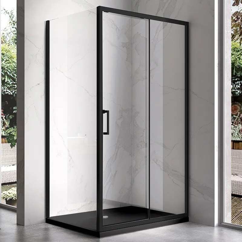 BPS-koupelny Obdĺžnikový sprchový kút KZ103A BL 100x80 čierny/transparent + vanička ST03A BL čierna