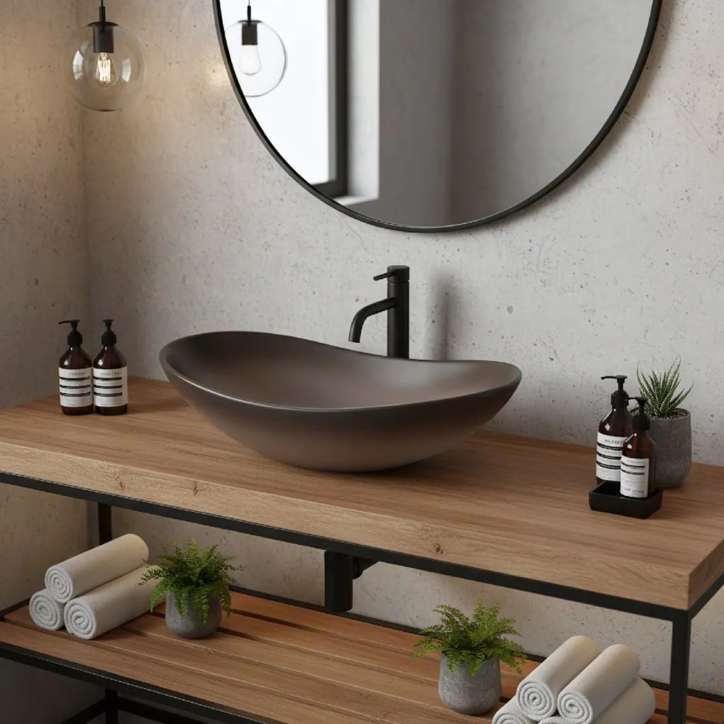 Rea Royal, umývadlo na dosku 620x360x160 mm, béžová-hnedá, REA-U0626