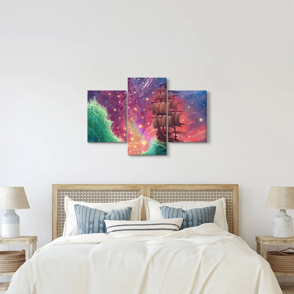 Obraz - Loď s vesmírnou oblohou (90x60 cm)