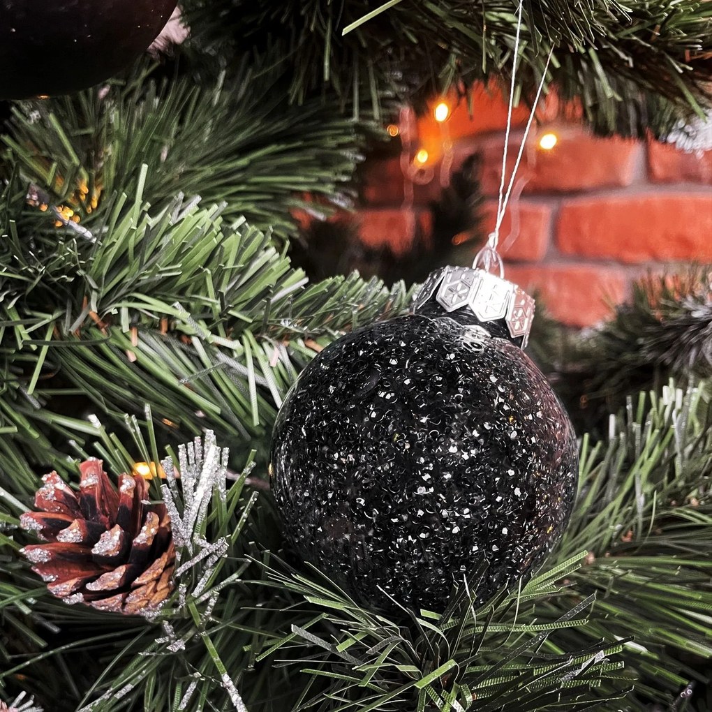 Sada vianočných ozdôb BOMBKI 30 ks mix typov čierna