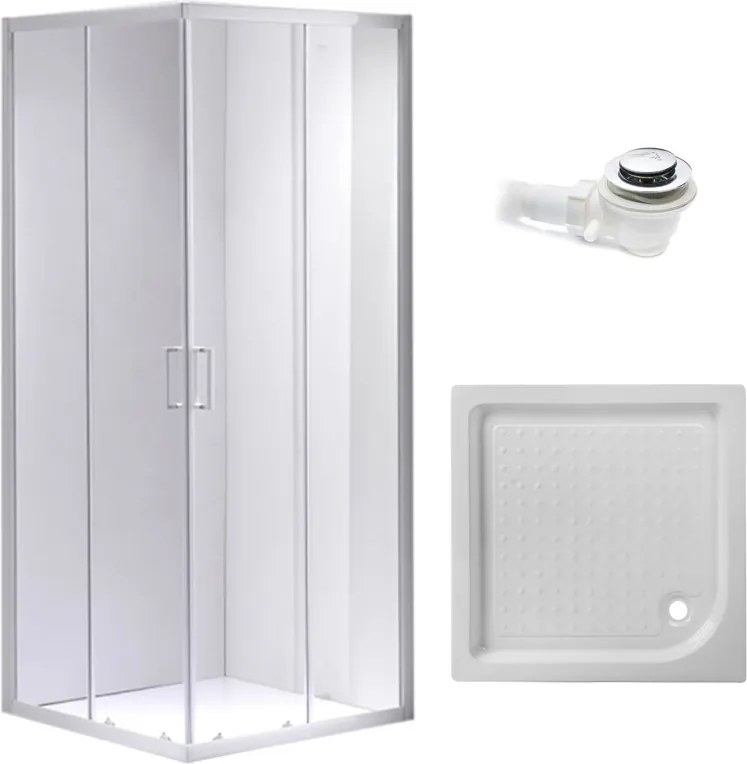 BPS-koupelny Štvorcový sprchový kút HYD-SK93D 70x70 chróm/transparent + vanička HYD-SSV-SXL05A biela