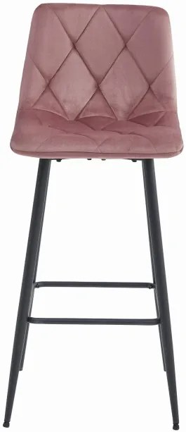 Set dvoch barových stoličiek NADO zamatové ružové (čierne nohy) 2 ks