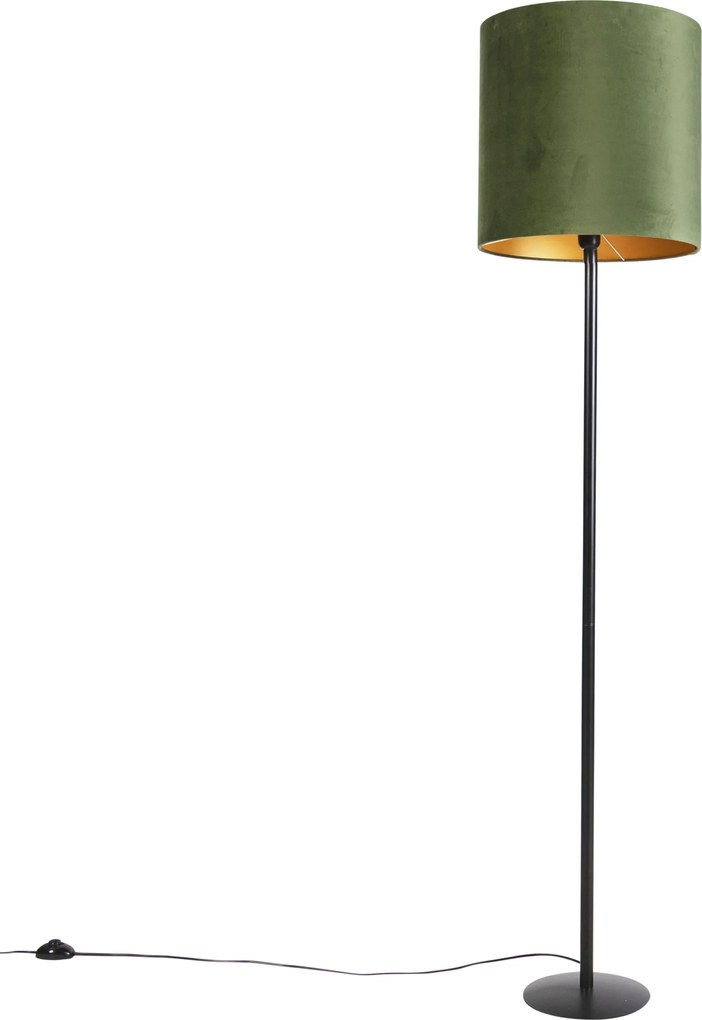 Botanická stojaca lampa čierna so zeleným tienidlom 40 cm - Simplo