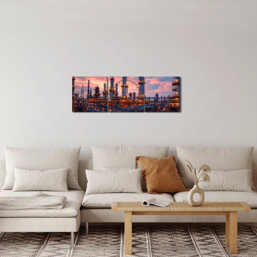 Obraz - Priemyselné preteky (s hodinami) (90x30 cm)