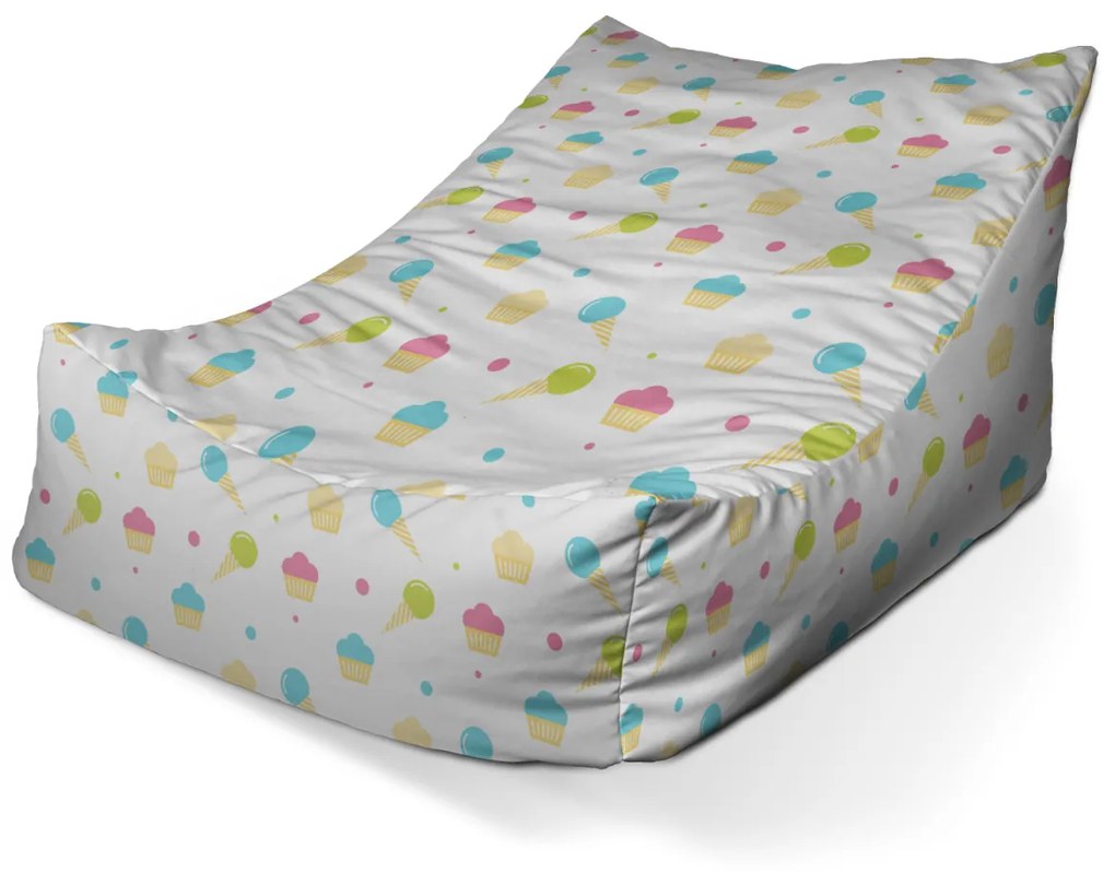 Sablio Sedací vak Lounge Zmrzlinky a muffiny - 80 x 95 x 50 cm