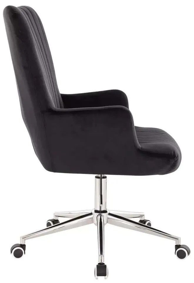 LuxuryForm DESIGN Kreslo AMADEO VELUR na striebornej podstave s kolieskami - čierne