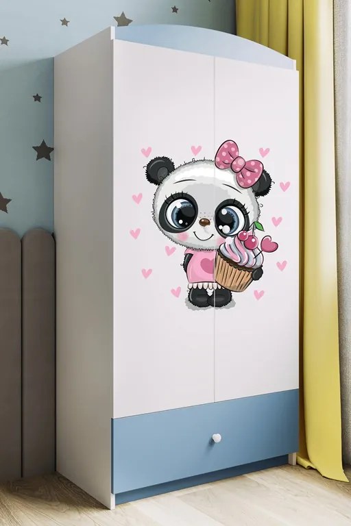 Detská šatníková skriňa BABYDREAMS Panda modrá