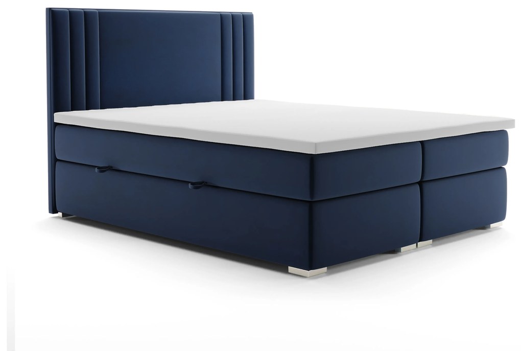 Manželská posteľ Boxspring 140 cm Morcano (tmavomodrá) (s úložným priestorom). Akcia -20%. Vlastná spoľahlivá doprava až k Vám domov. 1020335