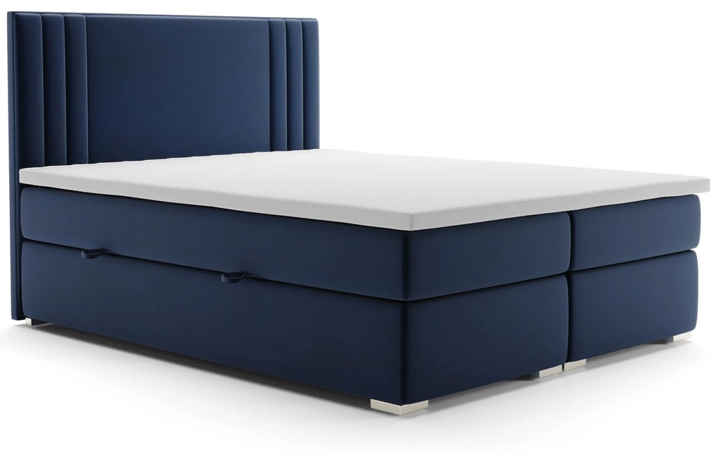 Manželská posteľ Boxspring 180 cm Morcano (tmavomodrá) (s úložným priestorom). Akcia -20%. Vlastná spoľahlivá doprava až k Vám domov. 1020337
