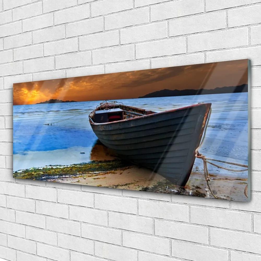 Obraz plexi Loď more pobrežie pláž 125x50 cm