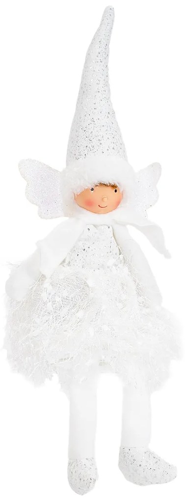 Vianočná dekorácia Anjelik sediaci, 40 cm, strieborná