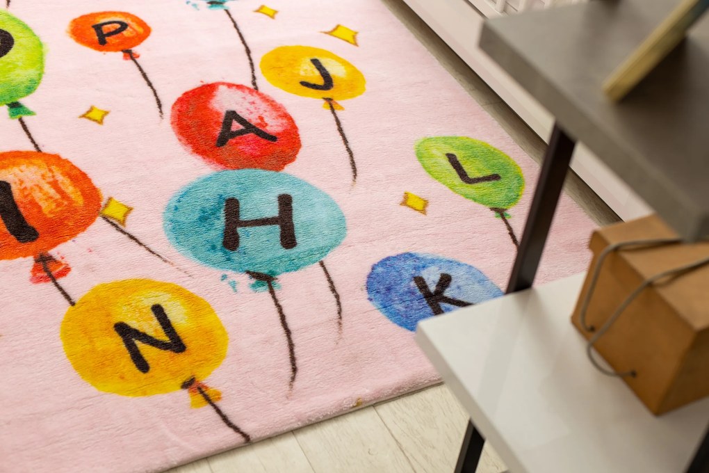 Koberec PLAY balóniky, písmená abeceda G3548-3, ružový