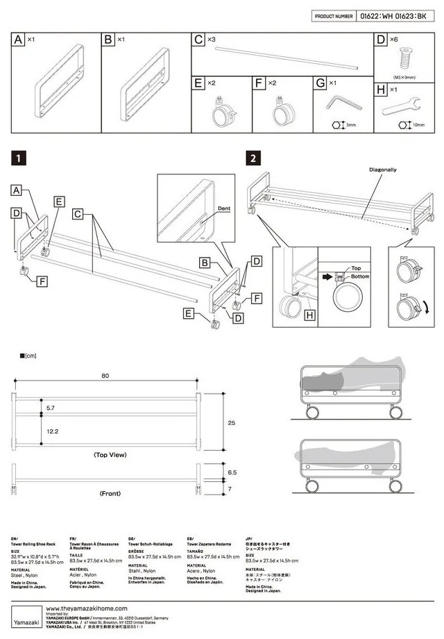 Biely kovový stojan na topánky 83,5x14,5x27,5 cm Tower – YAMAZAKI