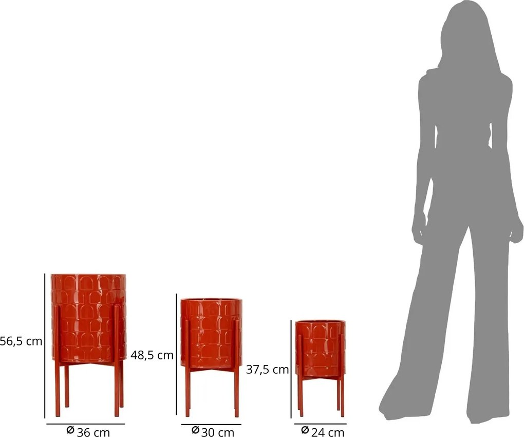 Sada 3 ks stojanů na květiny Archy červená