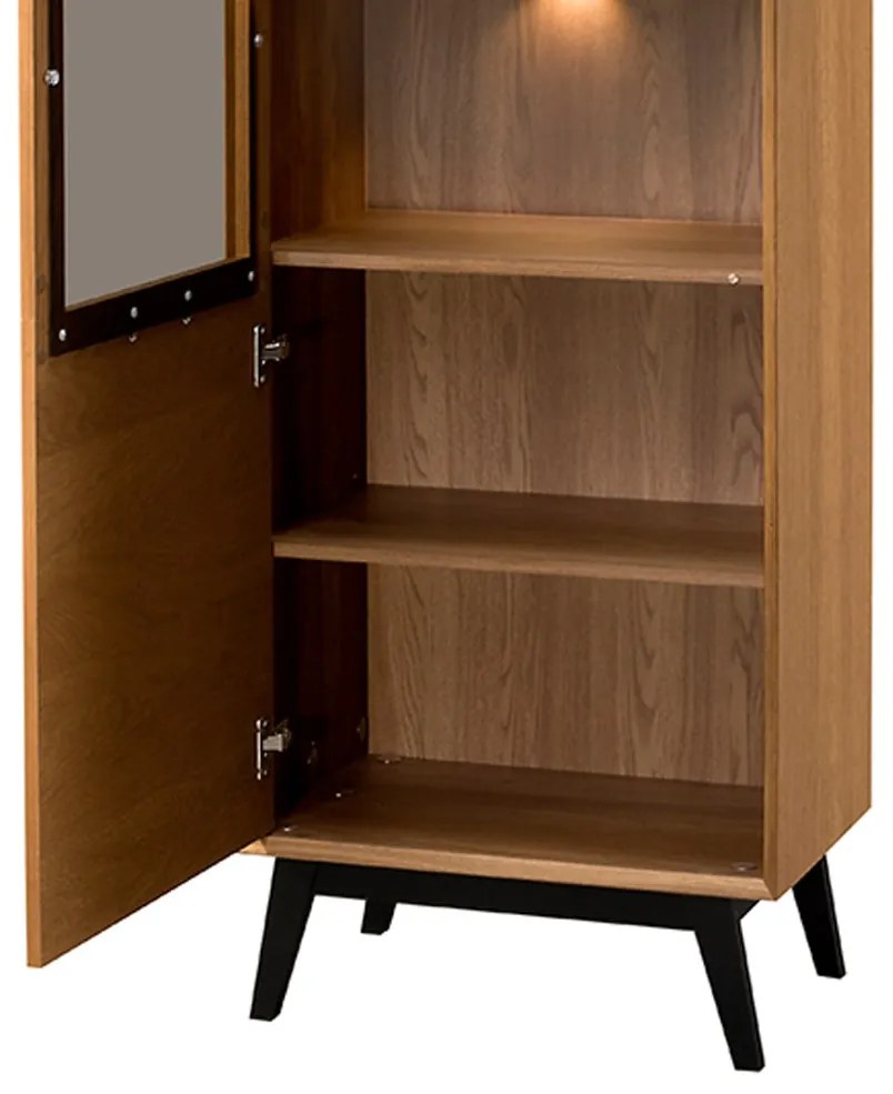 Vitrína Lazure 10 s osvetlením 60 cm dub Rustikal karamelový