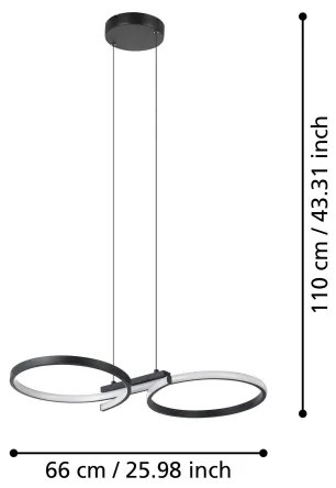 Eglo 901267 - LED Luster na lanku SERPINS LED/21W/230V 3000K čierna