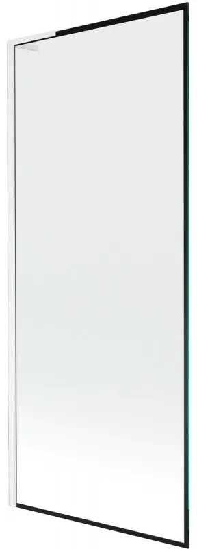 Mexen Next L, 1-krídlová vaňová zástena 80 x 150 cm, 6mm číre sklo-čierny vzor, biely profil, 895-080-000-03-70-20