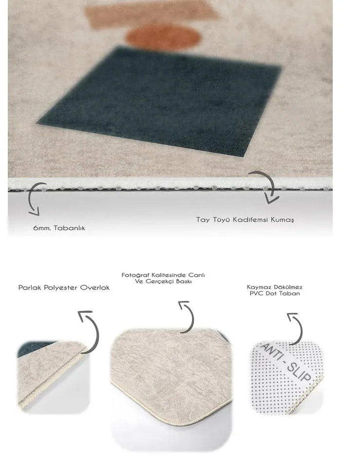 Béžové zamatové kúpeľňové predložky v súprave 2 ks 60x100 cm Geometry Shapes – Mila Home