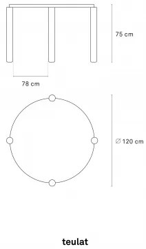 TEULAT ATLAS ROUND 120 jedálenský stôl Čierna