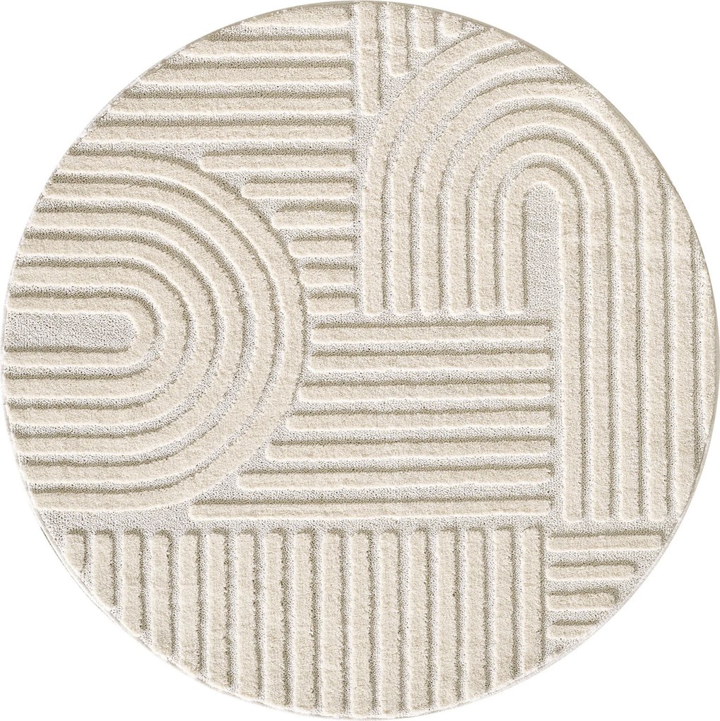 Ayyildiz, Kusový koberec Art 1121 Cream kruh, 120x120 (priemer) kruh, béžová, obývacia izba