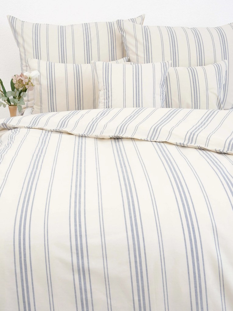 Bavlnené obliečky Natural - Prúžky modré