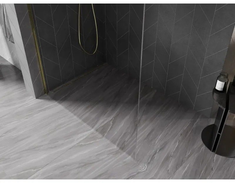 Mexen Kioto-X, sprchová zástena 130 x 200 cm, 10mm číre sklo, zlatý lesklý profil, 800-130-101-50-00-X