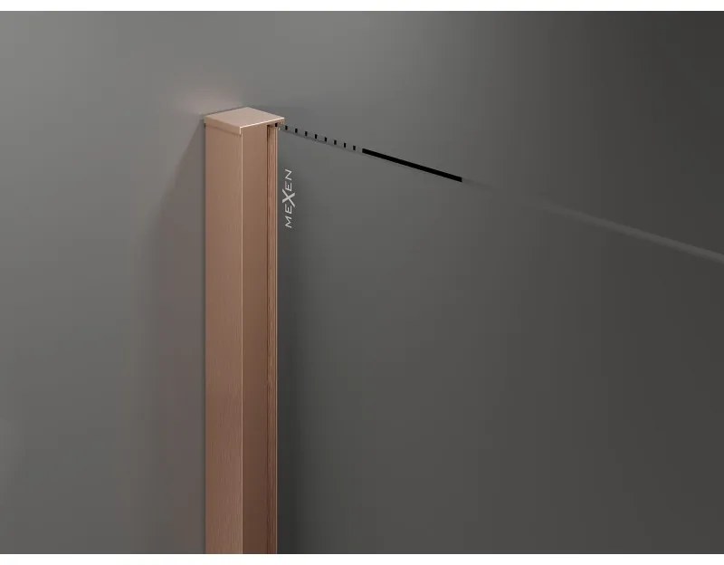 Mexen Velar Duo, sprchový kút s posuvnými dverami 90 x 90 cm, 8mm sklo námraza, medená matná, 871-090-090-32-65