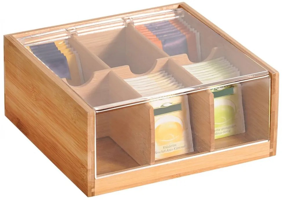 Kesper Škatuľka na čaj, organizér so 6 priehradkami, bambusový