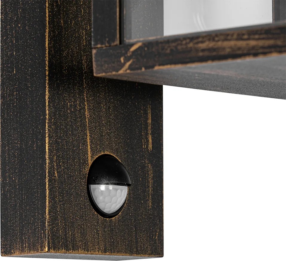 Vonkajšia nástenná lampa starožitné zlato s pohybovým senzorom IP44 - Charlois