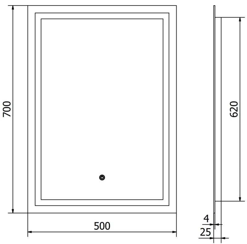 Mexen Miko, LED kúpeľňové zrkadlo s podsvietením 50 x 70 cm, 6000K, ochrana proti zahmlievaniu, 9819-050-070-611-00