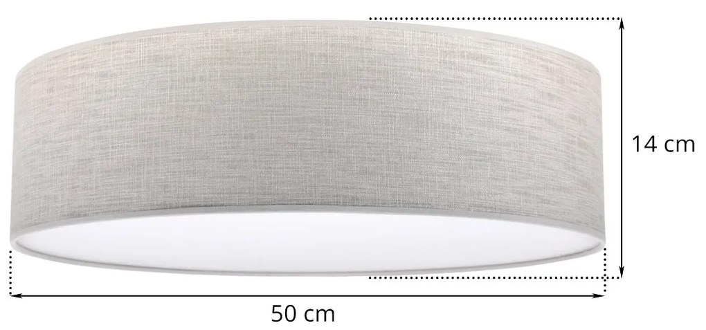 Stropné svietidlo Stone, 1x svetlobéžové textilné tienidlo/biele PVC tienidlo, (biele plexisklo), (fi 50cm)