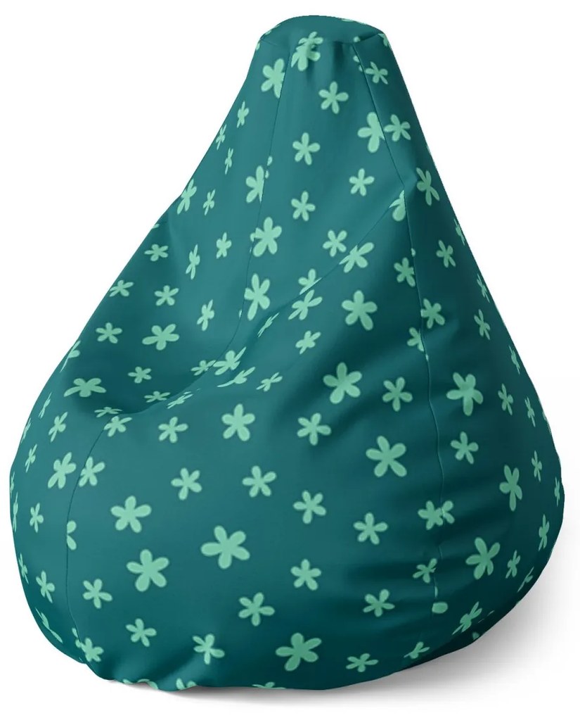 Sablio Sedací vak Pear Zelené Hviezdy - 140 x 100 x 25 cm
