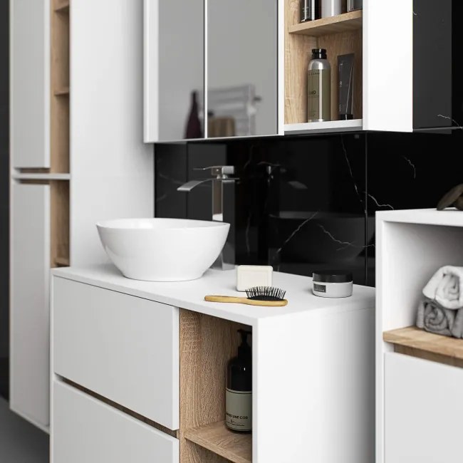 Skrinka pod umývadlo VAMI W90 2SZ biela / dub sonoma