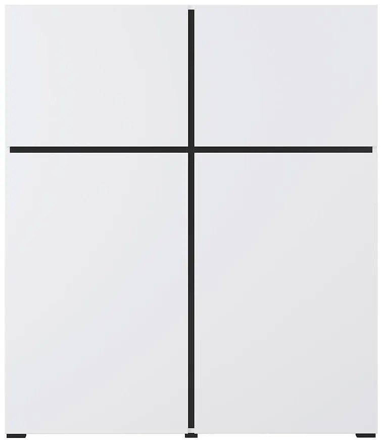 Komoda Wysoka Cross 4d biely/Čierna