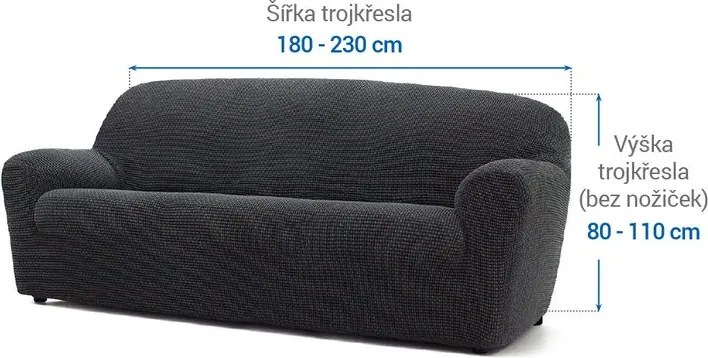 Super strečové poťahy NIAGARA antracitová trojkreslo (š. 180 - 230 cm)