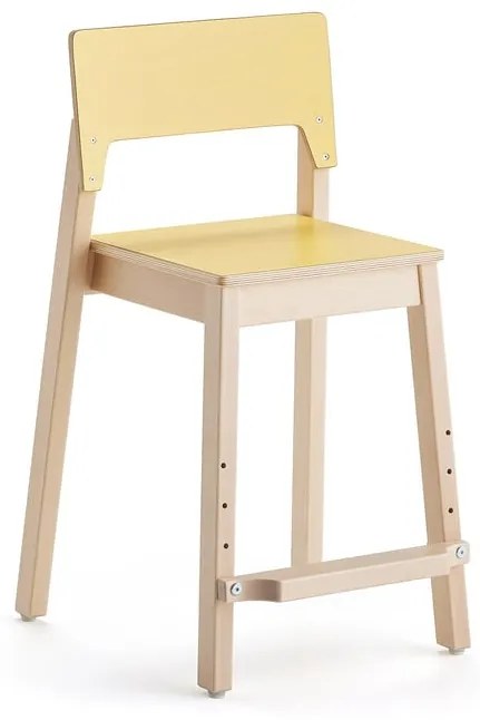 Vysoká stolička LOVE, výška 500 mm, breza, laminát - žltá