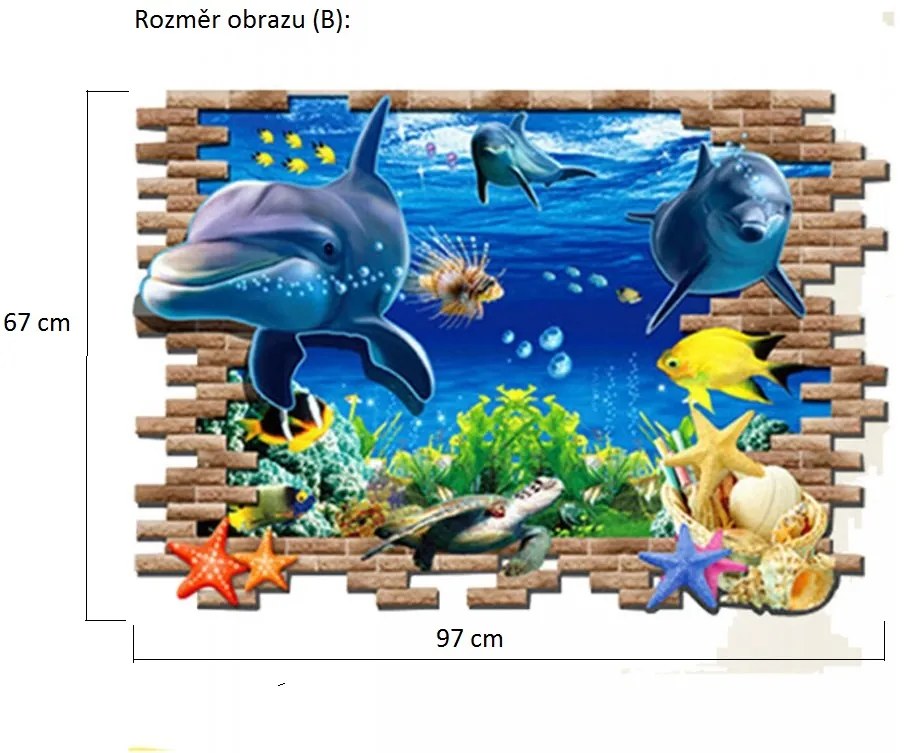 Veselá Stena Samolepka na stenu na stenu Roztomilé delfíny Veľkosť: 88 x 58 cm