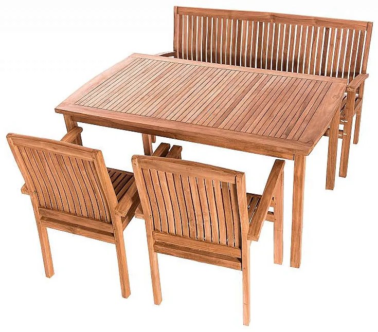 DEOKORK Záhradná teaková zostava HARMONY 1+2+1