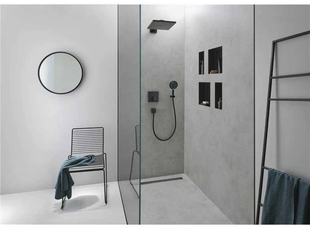 HANSGROHE RainDrain Match vrchná sada sprchového žľabu 80 cm, s výškovo nastaviteľným rámom, matná čierna, 56038670