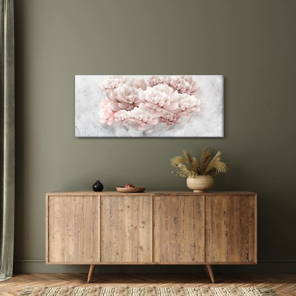 Obraz - Ružové kvety na stene (120x50 cm)