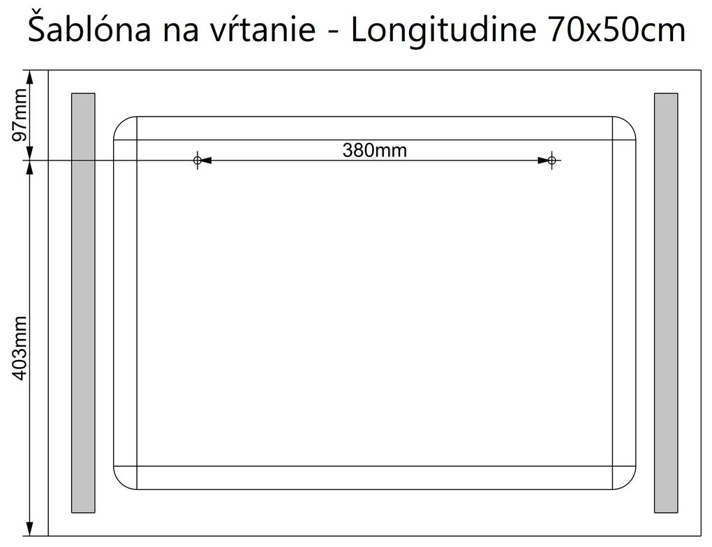 LED zrkadlo Longitudine 110x70cm teplá biela - dotykový spínač