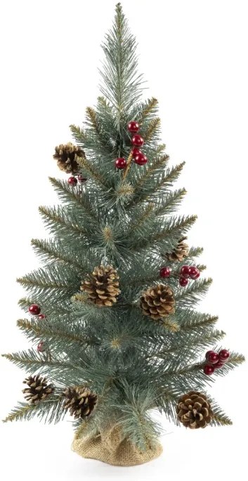 Vianočný stromček Smrek strieborný so šiškou a jarabinou 55 cm