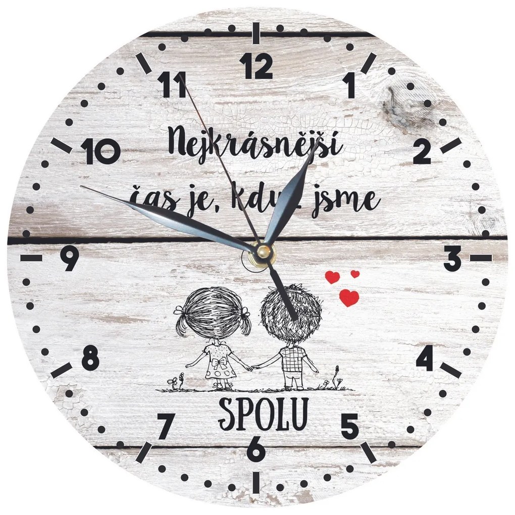 Bohemia Gifts Drevené hodiny - Pro zamilované, 24 cm