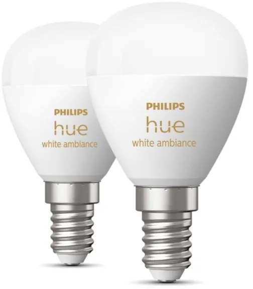SADA 2x LED Stmievateľná žiarovka Philips Hue WHITE AMBIANCE P45 E14/5,1W/230V